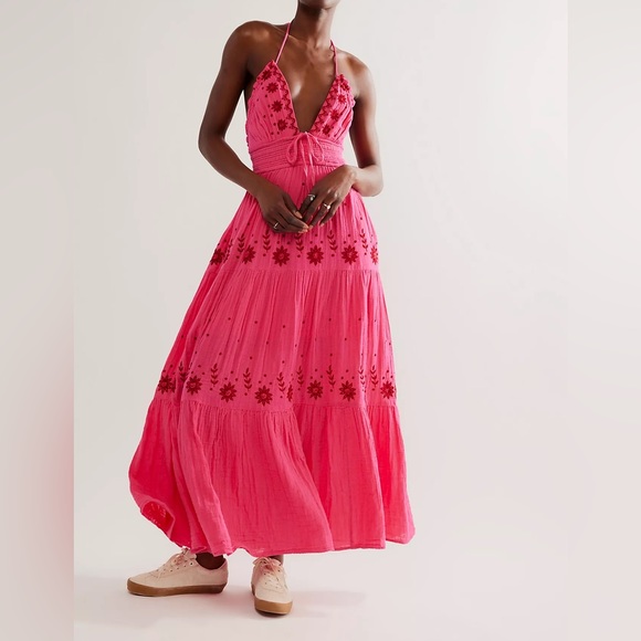 🎉LAST PIECE🎉FREE PEOPLE Real Love Embroidered Maxi Dress - Picture 11 of 13